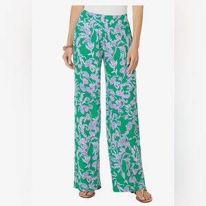 Lilly Pulitzer Allena Knit Palazzo, size L, Brazilian Green Salty Sandbar. NWT